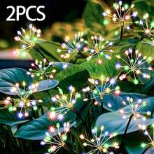 1/2入 LED 太陽能煙火星爆地燈，暖白色與彩色戶外草坪花園路徑燈，耐用塑料，適合花園、公園、院子、婚禮、畢業典禮、派對、節日照明 - 多色 - 查看 15