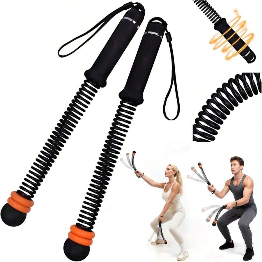 Pair Of Non-Slip Ropeless Battle Rope Adjustable Resistance Ropeless Battle Rope For Home Gym Full Body Workout Fitness Training Equipment Weighted Ropeless Workout Gear Multi-Purpose Fitness Stick For Indoor Workout