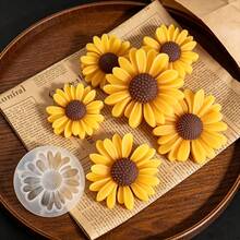 4-Piece Daisy And Sunflower Decorative Mold, DIY Scented Candle, DIY Craft Plaster Decorative Mold, Handmade Soap, Diffuser Stone Silicone Mold - 4pcs - Small Size With Holes - View 1