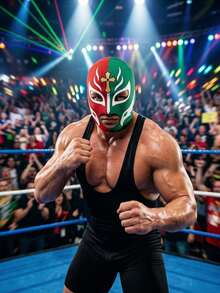 酷炫男士墨西哥 Lucha Libre 面具，防汗貼身英雄印花全臉拉法帽，牛奶絲透氣格鬥面罩，適合演員，趣味摔跤服飾配件，適用萬聖節派對、Cosplay 與角色扮演 - 彩色 - 查看 4