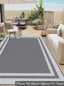 1pc Double-Sided Mat, Plastic Grass Carpet, Modern Rug, Large Floor Mat And Carpet, Suitable For Outdoor, RV, Patio, Backyard, Deck, Picnic, Beach, Camping (9' X 12', White And Gray) - A - View 11