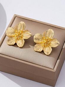 1 Pair Popular Versatile Vintage Floral Elegant Stud Earrings - Golden - View 4