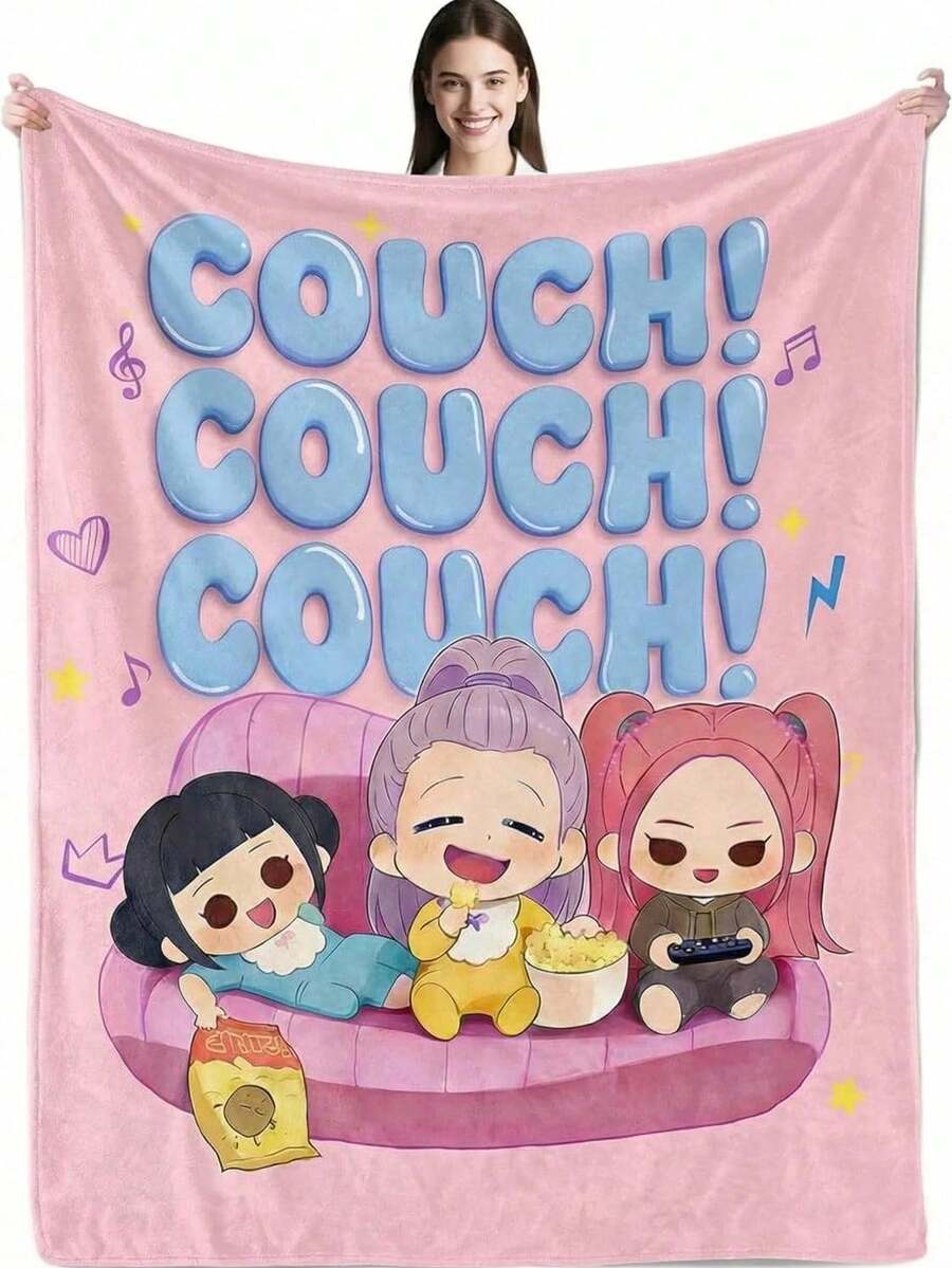 K- D-Demond H-Hunterss Movie Graphic Throw Blanket, K- Blanket For Bed, Couch, Sofa, Home Décor, K- Concert Gift, Korean WOMAN Cozy - 如圖所示 - 查看 1