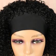 Afro Curly Hair Wig With Hair Tie, Women's Breathable Wig Design, LINDEZA+WIG CAP 1B#/Black - 1B - 查看 5