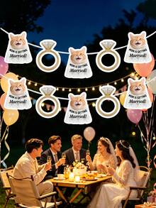 6/12/18件客製化媽媽要結婚了個性化寵物花環，客製化照片，寵物單身派對橫幅旗幟，客製化寵物頭像橫幅 - 彩色 - 查看 4