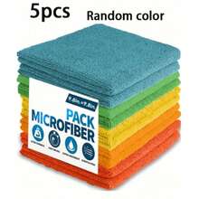 1/5/10/15/20/30pcs Multi-Color Microfiber Cleaning Towel Set - Kitchen Cleaning Cloth, Mixed Colors, Bamboo Fiber, Super Absorbent, Lint-Free, Oil-Resistant, 9.8"*9.8", Kitchen, Bathroom, Home Supplies - Multicolor - View 6
