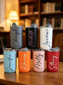 Custom Stainless Steel Travel Mug, Teacher Tumbler, Double Insulated Coffee Mug With Personalised Name Option, Cold Drink Mug | Elegant Mist Finish | Double Insulated, Coffee Mug, ,Reusable,Multi-Functional,Ornamental,Stylish,Exquisite - Multicolor - View 2
