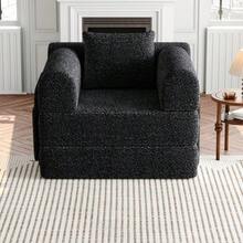 [Patented Design] 2-In-1 Chenille Sofa Bed With Storage Compartment In Armrest, Three Metal Frames And Multiple Configuration Options. - 黑色 - 查看 6