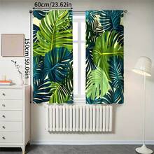 2pcs High-Definition Digital Nordic Tropical Monstera Leaf Print Decorative Curtains, Polyester Material, Easy To Install, Rod Pocket Hanging, Semi-Transparent Privacy Protection, Machine Washable And Hand Washable, Tropical Rainforest Style Living Room Bedroom Curtains, Suitable For Bedroom, Office, Kitchen, Living Room, Study, Home Decor. - Multicolor - View 15