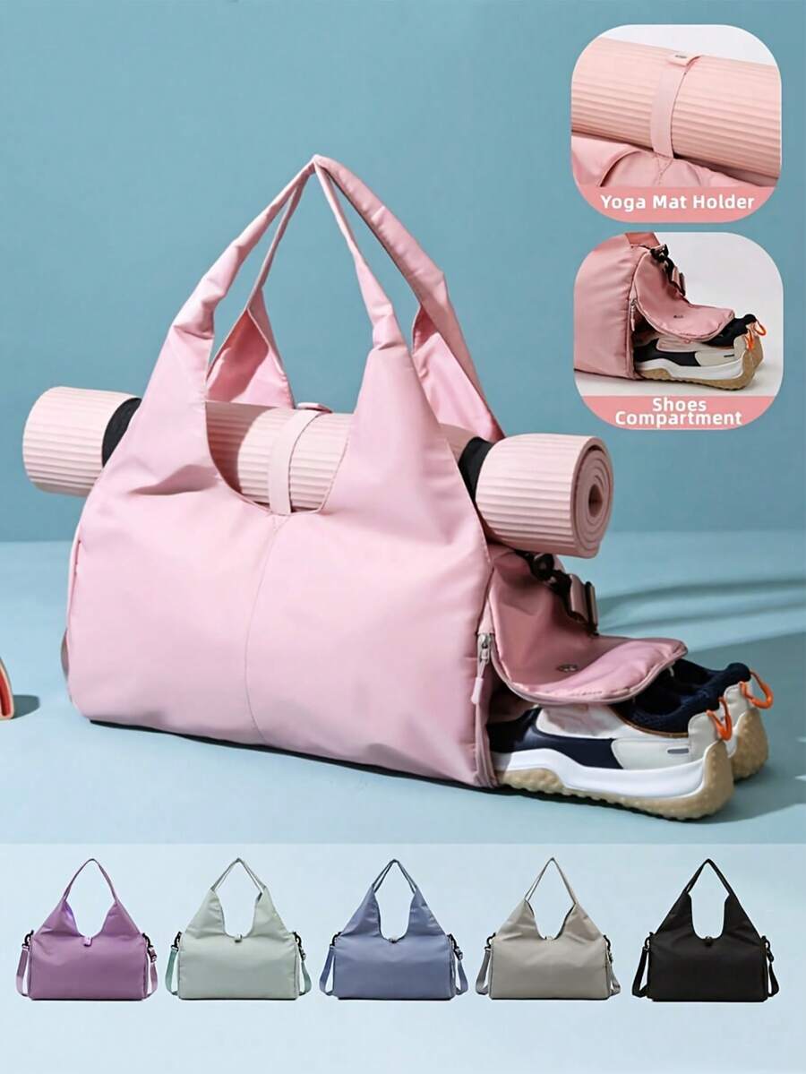 1pc New Large-Capacity Travel Bag/Yoga/Sports Bag With Wet And Dry Separation, Women's Sports And Fitness Training Bag, With Shoe Compartment, Short Trip Travel Luggage Bag, Large Capacity Travel Bag, Lightweight Travel Storage Bag. - Multicolor - View 1