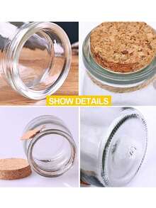 3pcs/Set Small Glass Bottles With Wooden Cork Lids, 100ml Glass Containers With Labels And Jute Rope For Candy Storage, DIY Dessert Jars, Yogurt, Honey Storage Jars, Suitable For Wedding Party Favors, Baby Shower Party Table Centerpiece Beverage Dessert Jars, Celebration And Gift Giving, Cereal Storage Jars Kitchen Storage Jars - Multicolor - View 3