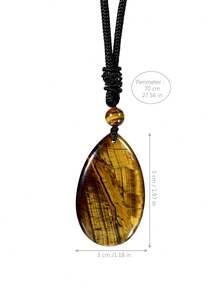 Vintage Natural AAA Tiger's Eye Water Droplet Pendent Necklace Unisex Bohemian Spring/Summer Beach Style Festive Gifts Everyday Wear - Multicolor - View 3