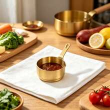 1pc Stainless Steel Sauce Cup, Non-Slip, Easy To Clean And Durable Western Dip Tool. Space-Saving Thickened Metal Kitchen Seasoning Small Bowl, Suitable For Ketchup, Salad Dressing And Various Dips. Prevents Countertop Mess (Exquisite Handle Design); Perfect Practical Gift For Home Cooking Enthusiasts. - Gold - View 7