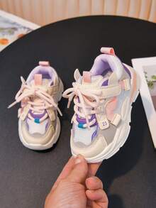 1 Pair Kids Girls Unisex Fashion Sneakers, Comfortable Non-Slip Casual Shoes, Suitable For Outdoor And School, Suitable For Spring, Autumn And All Seasons - Pink - View 9