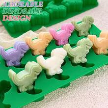 Paquete de 3 moldes de dinosaurio y chocolate. Lindos moldes de silicona de dinosaurios para hornear jabn, creyones de magdalenas, decoracin de pasteles - Verde - Ver 5