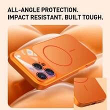 1pc Hadaasi Orange Magnetic Upgraded Protective Case Compatible With IPhone 17: Original Large Window Magnetic Protective Case, Compatible With IPhone 17/16/15/14/13 Air/17 Pro Max – Supports Wireless Charging, Matte Texture, 11-16 Series Can Instantly Transform Into Apple 17 Promax - Orange - View 7