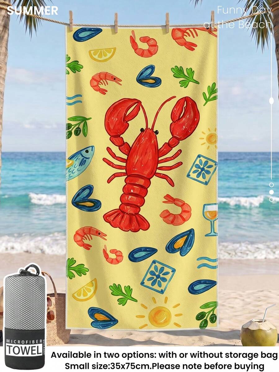 1pc Beach Towel, Beach Essential, Vacation & Bathroom Decor, Super Absorbent, Suitable For Bathroom, Swimming, Fitness, Yoga, Soft Microfiber, Lightweight & Portable, Windproof, Sun Protection, Sand-Resistant, Summer Travel