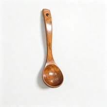 1pc Long Handle Solid Wood Soup Spoon With Hanging Hole, Deep Bowl Head, Household Soup And Porridge Ladle, Kitchen Natural Wood Tableware - View 2