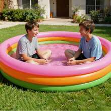 1 pieza Piscina inflable arcoíris, piscina de natación para el hogar, bañera, plástico grueso, parque acuático de piscina, piscina circular ultra ancha - Multicolor - Ver 2