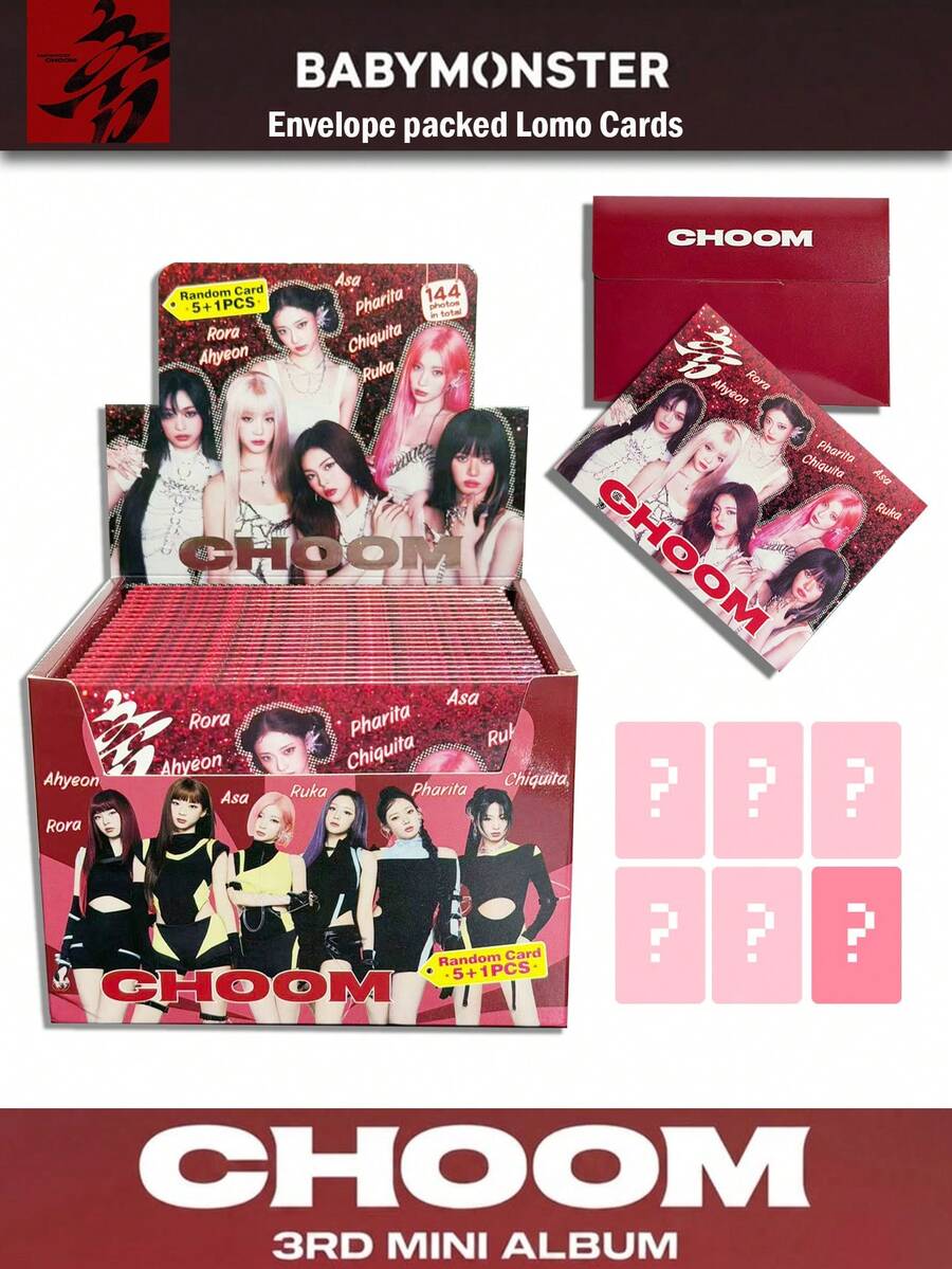 限量版 BAMONSTER-CHOOM 第3張迷你專輯官方小卡套組,K-Pop 女團專輯收藏卡,Ahyeon/Ruka/Pharita/Rora/Asa/Chiquita 粉絲收藏周邊禮物 - 彩色 - 查看 1