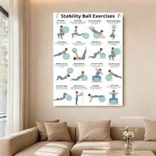 Framed Flat A Fitness Poster Featuring a Balance Ball, Vintage Wall Art Print, Modern Wall Decor Piece, Perfect for Gifts, Home And Dorm Decoration, Suitable for Bedrooms And Living Rooms - Enmarcado - Ver 5
