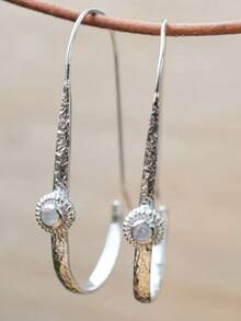 Bohemian Style Earrings, Silver Tone Women's Earrings, Handmade Earrings, Gift For Her, Textured Silver Earrings, Everyday Vacation Gift, Gift From A Good Friend - Silver - View 10
