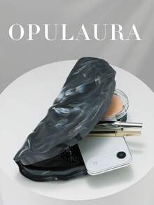 OpulAura 歐美時尚復古貝殼造型休閒紋理金屬色方型手拿包，不對稱設計手提包附磁吸扣，適合派對、婚禮、舞會、晚餐、女性生日派對、婚禮及舞會聚會 - 黑色 - 查看 4