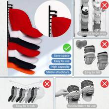 1pc Wall-Mounted Multi-Layer Hat Rack, Hat Storage Rack, Suitable For Baseball Caps And Various Hats, Space-Saving Vertical Storage Rack, Suitable For Closet Doors And Bedrooms, Hat Hanging Organizer - Multicolor - View 2