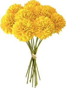 5pcs Artificial Spherical Chrysanthemum, Suitable For Spring, Summer, Wedding, Home, Kitchen, Restaurant, Room Decor, Bedroom Decor, Bathroom, Holiday And Birthday Party Supplies, Outdoor Garden Decor, Valentine's Day Gift - Yellow - View 4