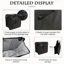 1pc Multifunctional Foldable Car Trash Can, Hanging Storage Bag - Large Capacity, Durable And Stylish Design, Suitable For Car Use, Perfect Gift For Men And Women - A - View 11
