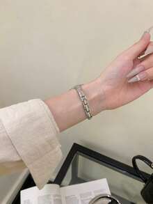 1件裝鑽石亮面金屬手鍊，相容 錶帶，女款，適用 38mm 40mm 41mm 42mm 44mm 45mm 46mm 49mm，Ultra 11/10/9/8/7/6/5/4 系列 - 粉色 - 查看 5
