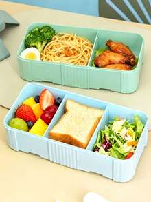 Food Storage Container, Rectangular Lunch Box Set (Includes Knife, Fork, Spoon), Portable Bento Box With Utensils, Creative Colorful Lunch Box, Student And Office Worker Meal Box, Microwave- Food Container - Multicolor - View 5