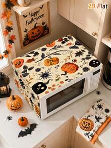 1Pc Minimalist Black White Checkered Microwave Oven Dust Cover,Washable Dust-Proof Protective Cover,Microwave Cover,Decorative Kitchen Appliance Cover,Home Decor,Kitchen Decor,Home Appliance Decorations,Bridal Shower Favors,Easy To Clean,Anti-Fouling - Halloween Pumpkin - View 1