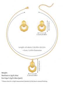 Luxury Daily Wear Gold-Tone Stainless Steel Earring & Necklace Set, Shell & Heart Multi- Hypoallergenic Jewelry, Ideal Holiday Gift For Women - Multicolor - View 15