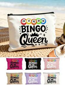 "Bingo" Buchstaben-Muster Reise-Kulturbeutel, Cartoon Spaß Multifunktionale Segeltuchtasche, Ladegerät Aufbewahrungstasche, Reise-Make-up Essential Tasche: Damen Reise-Essential Tasche, Unisex Reißverschluss Tasche, Kosmetik, Make-up und leichte Reise-Essentials, perfekt für Teenager, Geburtstag und Reise-Accessoires, Feiertagsgeschenk, Muttertagsgeschenk - Verschiedenfarbig - Übersicht 3