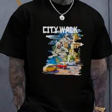Lässige Herren-T-Shirts mit Stadt- und Oldtimermotiven, perfekt für den Sommer und ein tolles Geschenk für Reisebegeisterte. - Schwarz - Übersicht 2