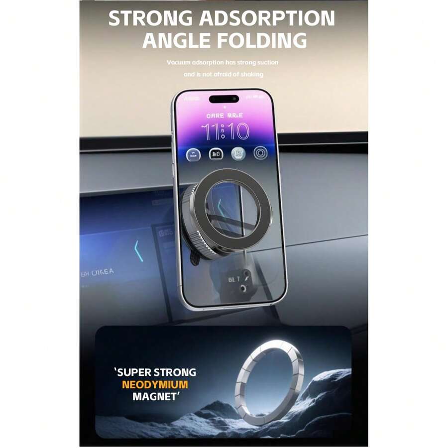 Strong Magnetic Car Phone Holder 360° Rotating Foldable Vacuum Suction Cup Mount - Multicolor - View 1