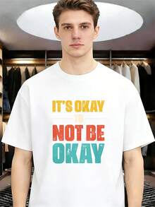 It's Okay To Not Be Okay: Funny And Unique T-Shirts For Men, Cotton, Crew Neck, Short Sleeve, Ideal For Everyday Fashion, Outdoor Sports, Casual Parties And Leisure Time - 黑色 - 查看 6
