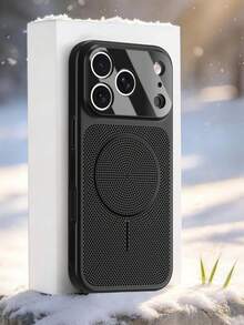 1pc Breathable Hole Fluorescent Color Wireless Charging Mobile Phone Case Compatible With IPhone 18 Pro Max 17 AIR 16 15 14 13 12 11 Pro Max Plus | Liquid Silicone | Ultra-Thin Protective Shockproof | Mobile Phone - Graphite Black - View 3