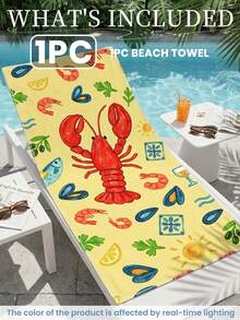 1pc Beach Towel, Beach Essential, Vacation & Bathroom Decor, Super Absorbent, Suitable For Bathroom, Swimming, Fitness, Yoga, Soft Microfiber, Lightweight & Portable, Windproof, Sun Protection, Sand-Resistant, Summer Travel - Multicolor - View 3