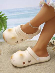 1 Pair Summer Teen Comfortable Outdoor Indoor Non-Slip Beach Fashion Cute Clog Sandals - Beige - View 3