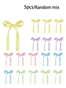 20/10/5pcs Macaron Candy Color Satin Bow Cake Toppers, Rainbow Satin Ribbon Bow Cupcake Decorations, Sweet Style Wedding Bridal Gender Reveal Baby Shower Bachelorette Party Decor - View 12