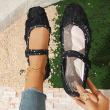 Women's Square Toe Fashion Polka Dot Pumps, Round Dot Style, Suitable For Spring/Autumn Outdoor Wear - Black - View 2