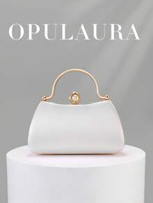 OpulAura 1個白色刺繡花卉圖案肩背包，復古旗袍包，仙女風手拿包，宴會包，伴娘包，新娘包，方形包，晚宴包，珍珠手拿包，亮片珠飾包，正式禮服包，鏈條肩背包 - 白色 - 查看 7