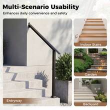 2PCS 4-Step Wall Mount Stair Handrail Hand Rails For Concrete Porch Deck Steps Heavy-Duty Adjustable Galvanized Steel Railing - B - View 4