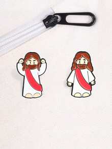 卡通耶穌琺瑯胸針，樂觀祥和風格，適合基督教宗教裝飾與趣味街頭穿搭點綴 - 彩色 - 查看 7
