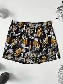 4pcs/Set Men's Graffiti Football Sports Print Pattern Aloha Shorts, Summer Thin Breathable Casual Comfortable Home Sleep Shorts, Elastic Loose Fit, Multi-Color Combination - Multicolor - View 4
