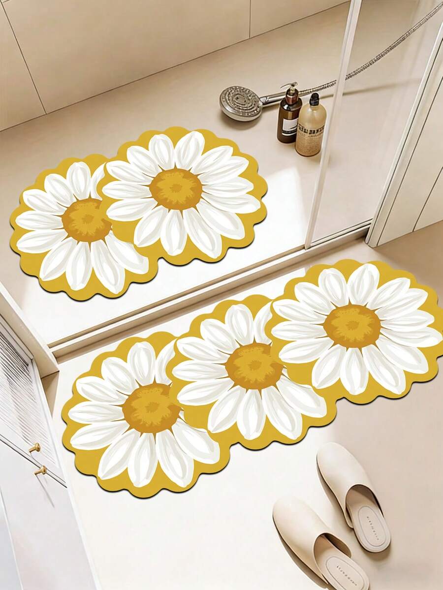 1 pieza Alfombra de baño con diseño floral dorado, alfombra de baño, felpudo, alfombra pequeña, alfombra, tapete de piso, decoración del hogar, alfombra de área, tapete exterior, decoración del hogar, alfombra de área, alfombra de dormitorio, alfombra lavable