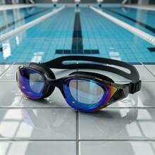 5 Colors Available Coated Revo Lens Swim Goggles, Two-Tone Frame Soft Silicone Anti Fog UV Protection Leakproof Adjustable Strap Adult Swimming Goggles - Multicolor - View 8