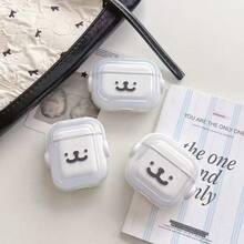 Funda protectora de moda con expresión de oso de dibujos animados 3D para AirPods Pro 2/3/4, compatible con la carcasa de auriculares Bluetooth de Apple de 2ª/3ª generación - Blanco - Ver 3